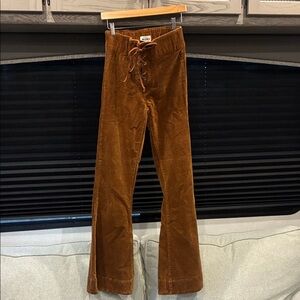 Show Me Your MuMu Tan Corduroy Lace-Up Pants